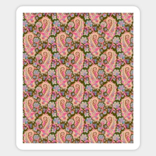 Pink ten and oliver green paisley Sticker